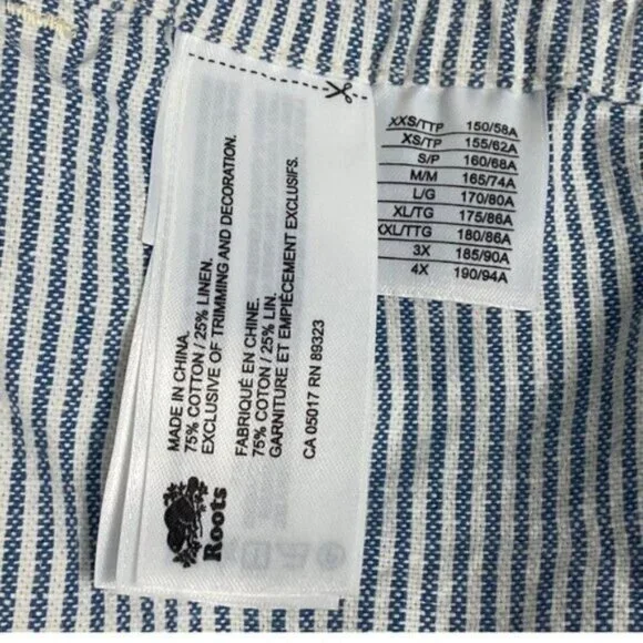 ROOTS WOMENS Coronet Blue Striped Pemberton Linen Blend Drawstring Shorts US XL - Picture 10 of 13